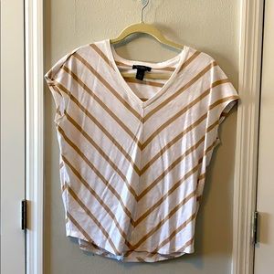 White and tan cap sleeve top